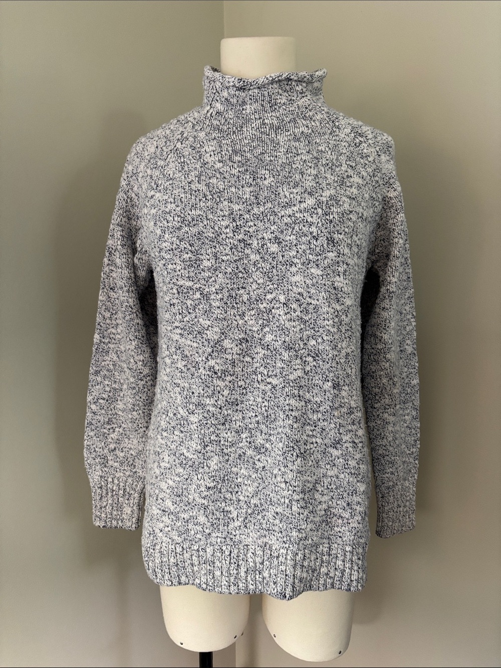 LL Bean Cotton Ragg Sweater, Funnelneck Pullover Size M - Picture 1 of 8